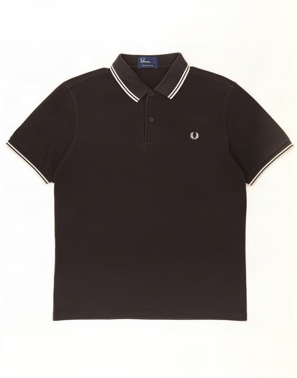 Camisa polo masculina Fred Perry grande algodão listrado preto