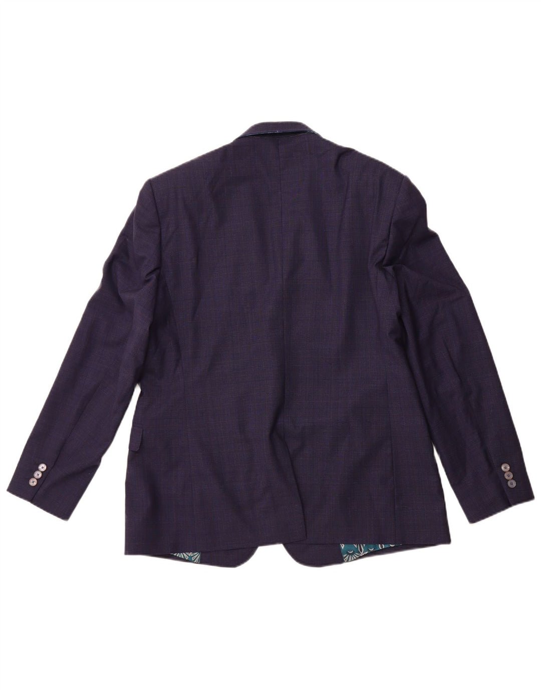 Jaqueta blazer masculina de 2 botões TED BAKER Reino Unido 44 2XL lã xadrez azul marinho