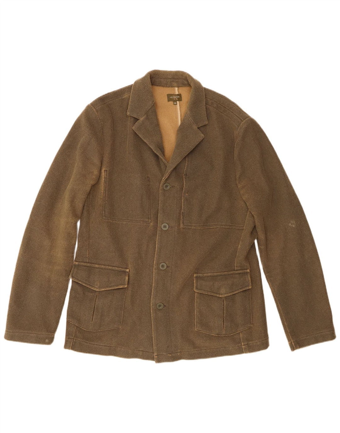 Jaqueta Blazer Masculina Calvin Klein com 3 Botões UK 44 2XL Poliéster Cáqui