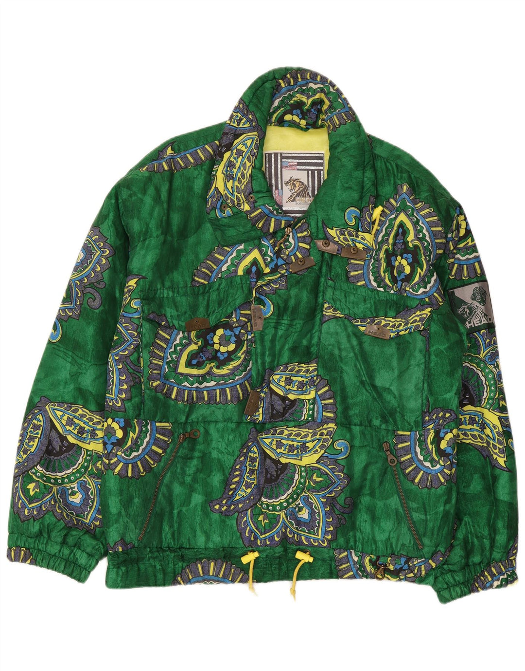 Jaqueta HEAD masculina gráfica Anorak Reino Unido 40 grande verde Paisley