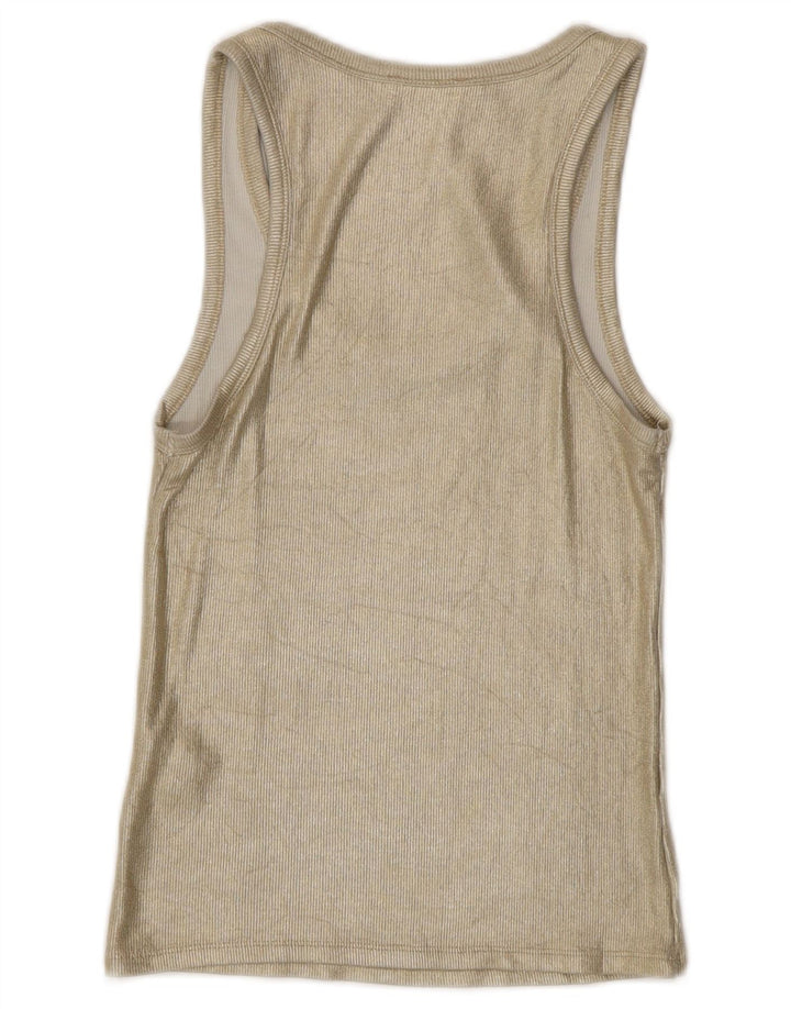 Colete feminino Zara UK 12 viscose dourada média