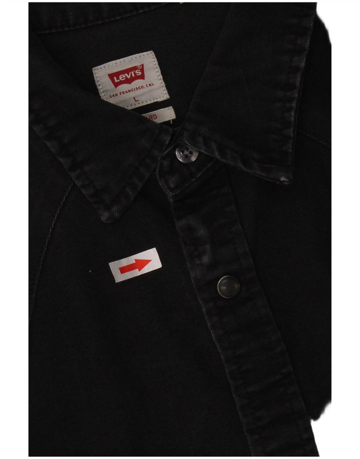 Camisa jeans masculina padrão LEVI'S grande algodão preto