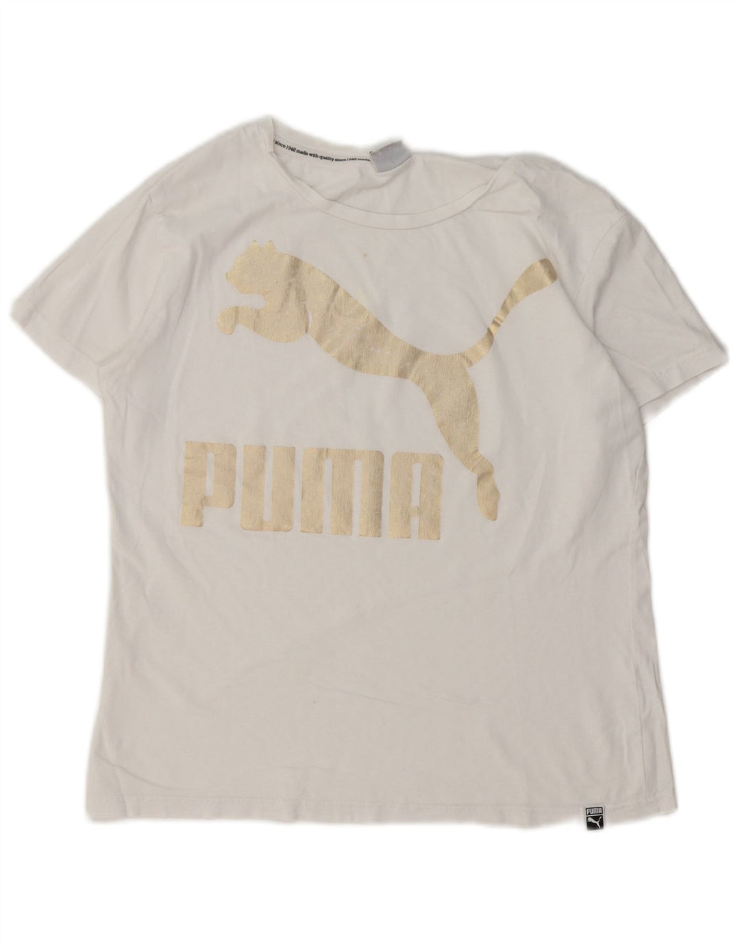 Camiseta feminina PUMA com estampa gráfica UK 12 médio branco