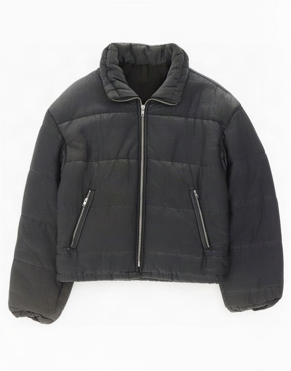 Jaqueta acolchoada feminina vintage UK 14 grande preta