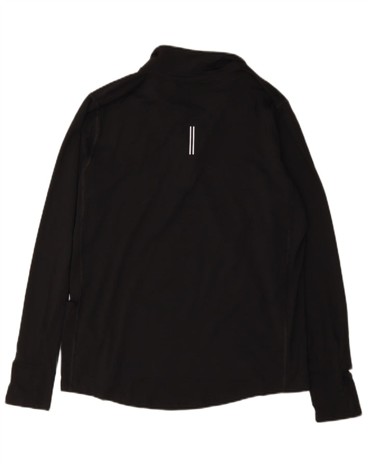 Nike Mens Dri Fit Zip Neck Pullover Treino Top Médio Preto Poliéster