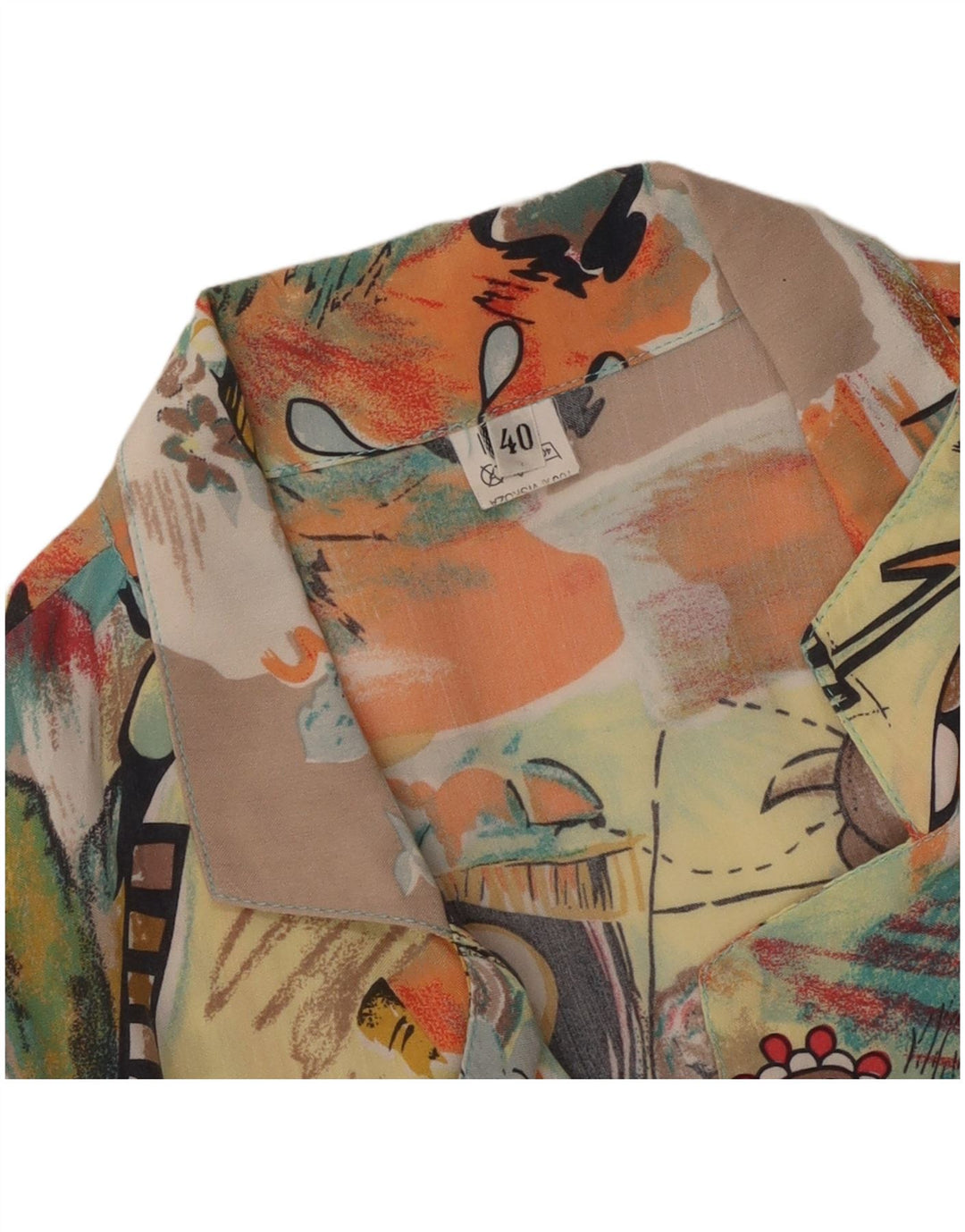 Blusa Camisa Feminina Vintage EU 40 Média Patchwork Multicolorida