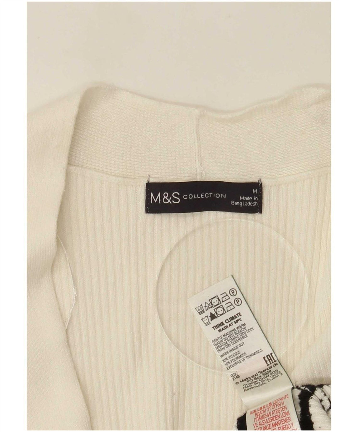 Suéter cardigã feminino Longline Marks & Spencer Reino Unido 14 Médio Off White