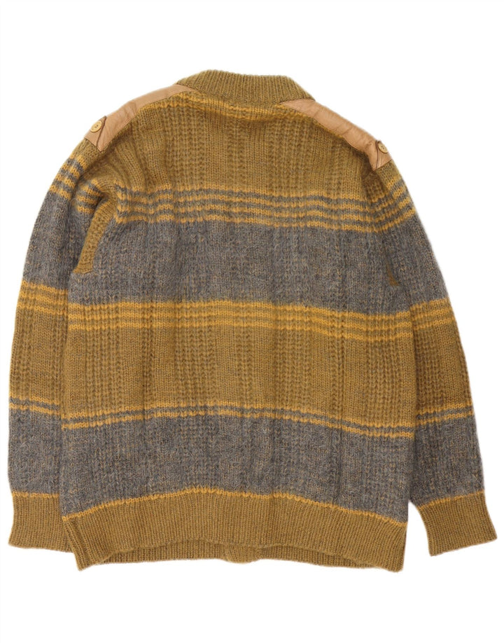Suéter cardigã masculino Schiatti&Co verde médio colorblock mohair