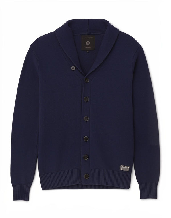 Suéter cardigã masculino Jack & Jones grande algodão azul marinho