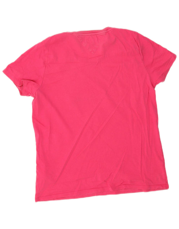 Camiseta feminina Tommy Hilfiger com estampa gráfica UK 16 grande algodão rosa