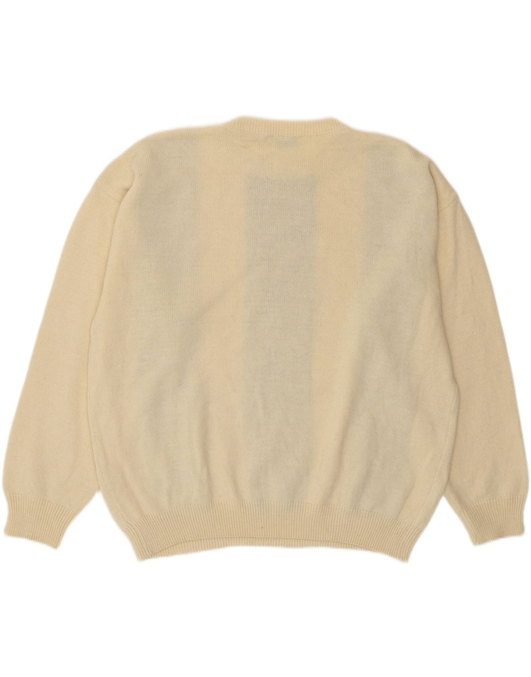YORN Mens Crew Neck Jumper Sweater XL Beige Colourblock Wool Vintage Yorn and Second-Hand Yorn from Messina Hembry 