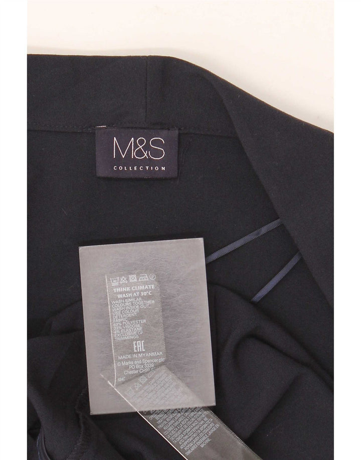 Jaqueta Blazer aberta feminina Marks & Spencer Reino Unido 12 poliéster azul marinho médio
