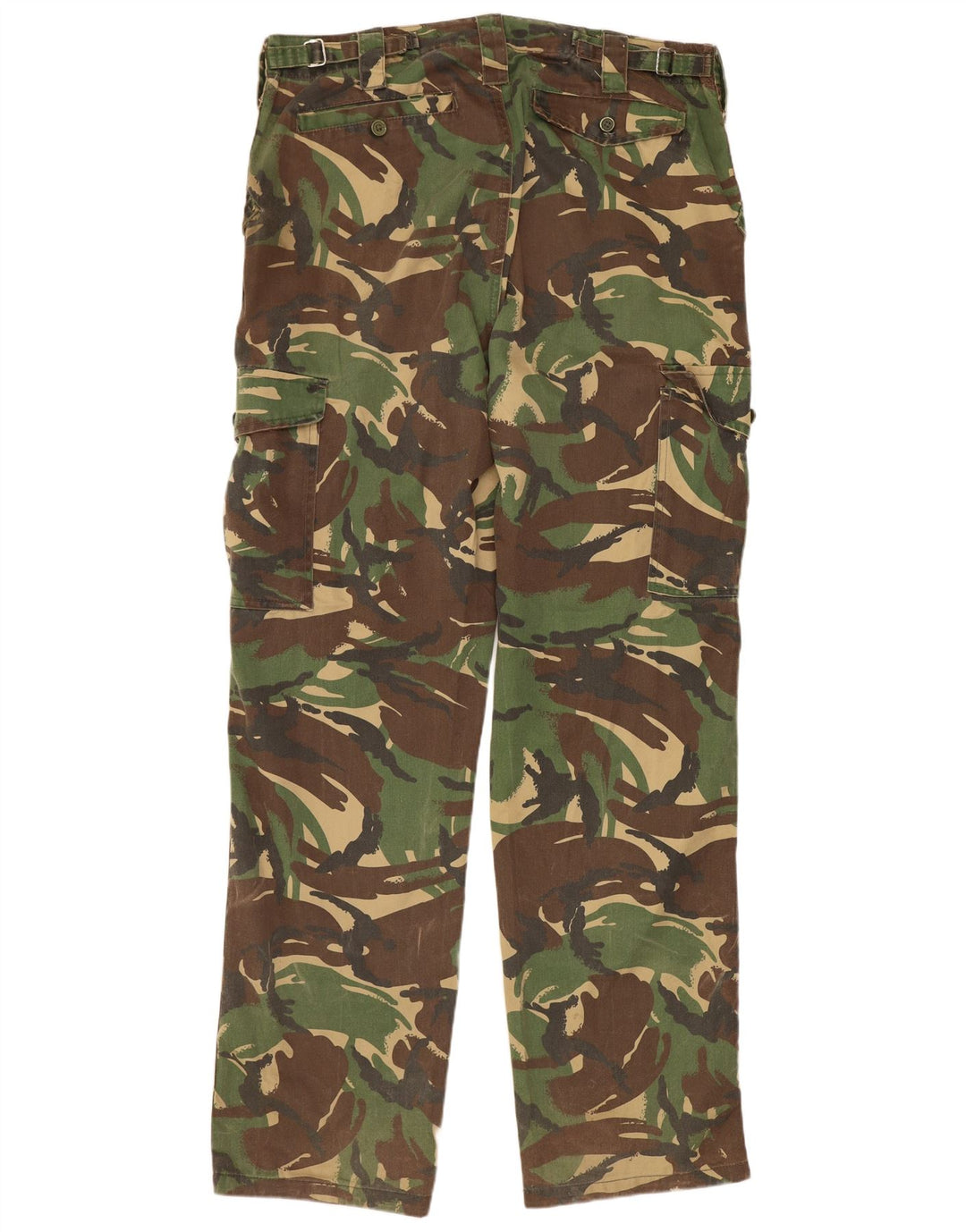 Calça cargo masculina VINTAGE reta W36 L32 camuflagem cáqui poliéster