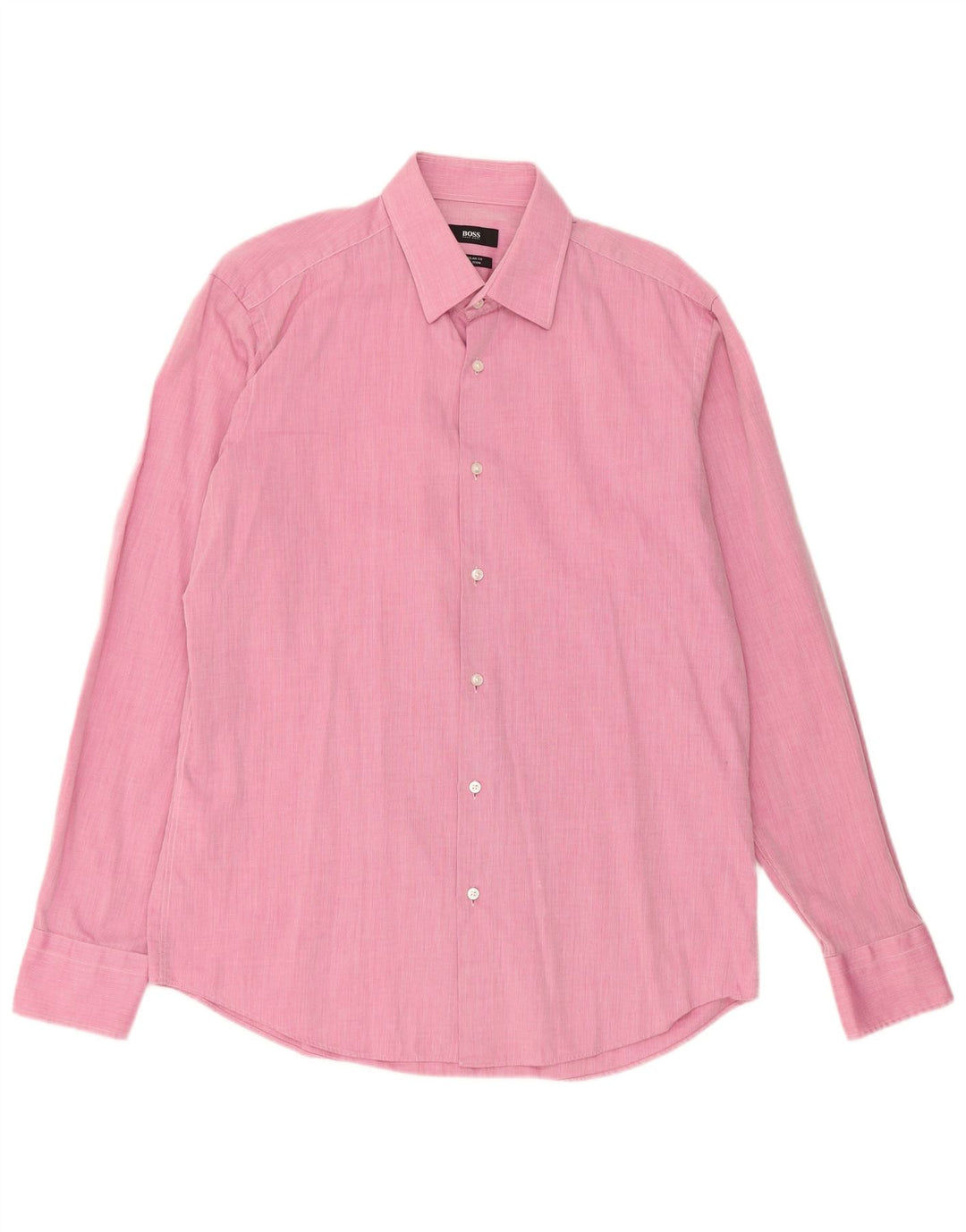 Camisa masculina de ajuste regular Hugo Boss tamanho 40 15 1/2 algodão rosa médio