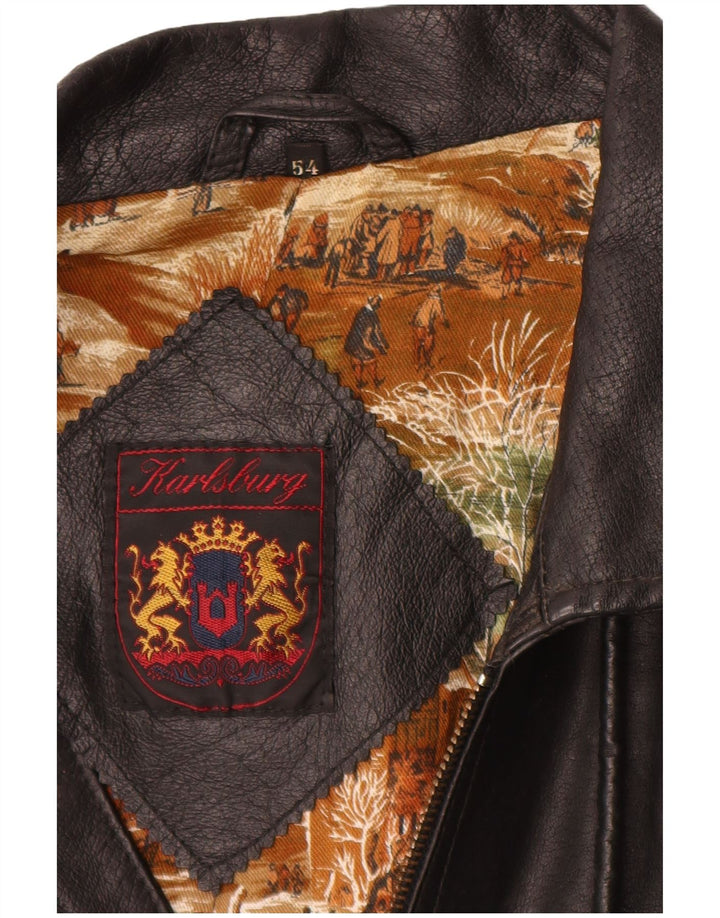 Jaqueta de couro masculina Karlsburg IT 54 2XL couro preto