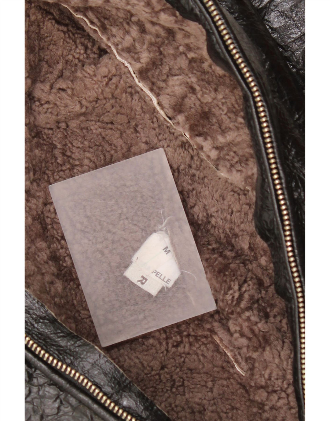 Jaqueta Shearling Feminina Vintage Reino Unido 14 Couro Preto Médio