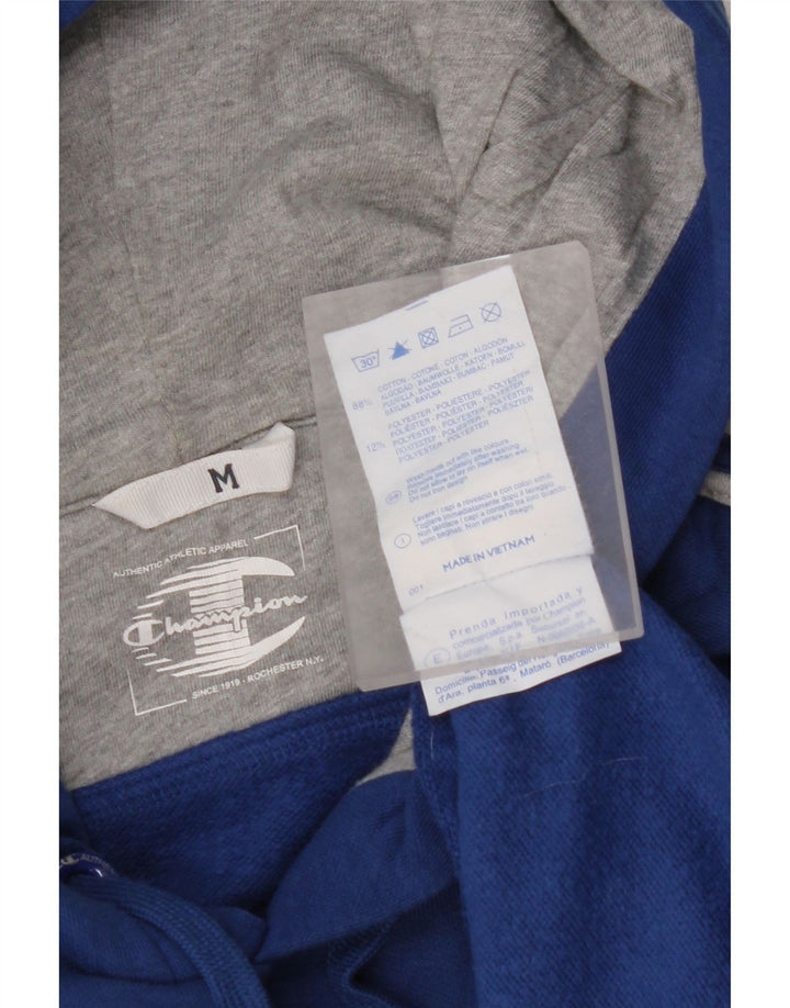 CHAMPION Suéter masculino com capuz gráfico médio algodão azul