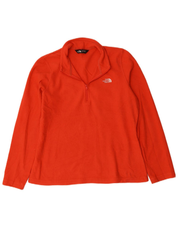 Suéter de lã feminino The North Face com zíper e gola UK 16 grande poliéster laranja