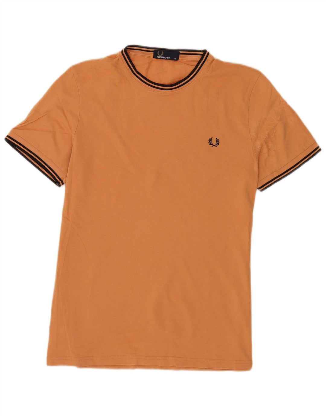 Camiseta masculina Fred Perry de algodão listrado laranja médio
