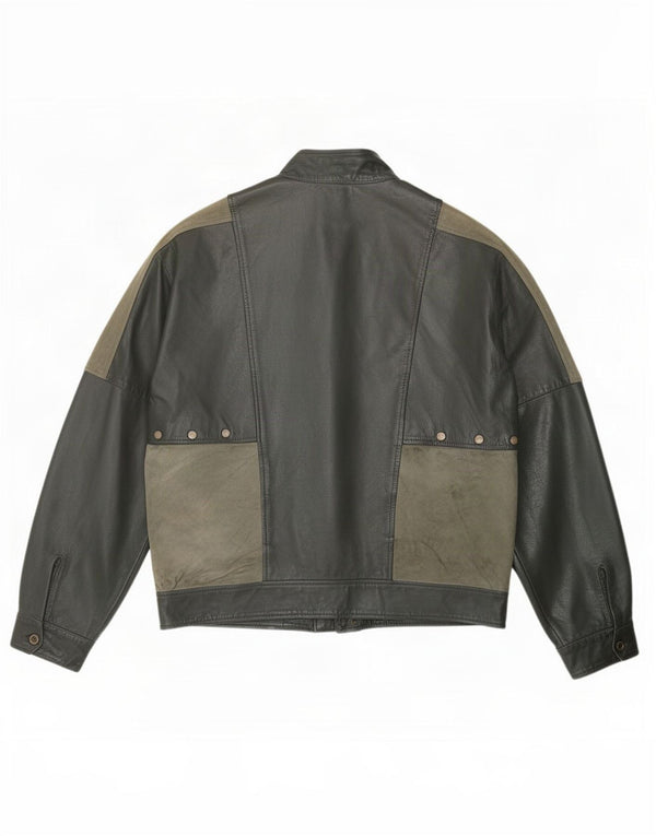 Jaqueta de couro masculina Maxime IT 56 3XL cáqui colorblock