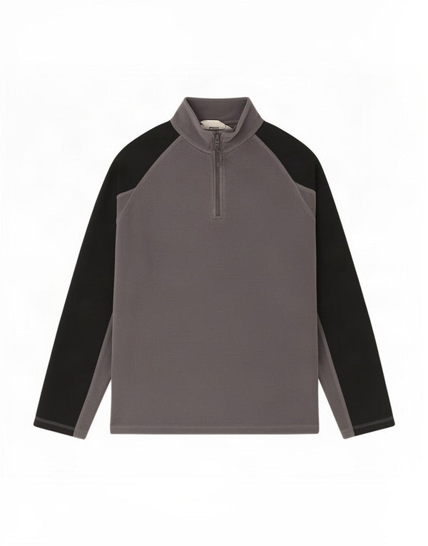 Suéter de lã masculino Mountain Warehouse com zíper e gola em bloco cinza médio
