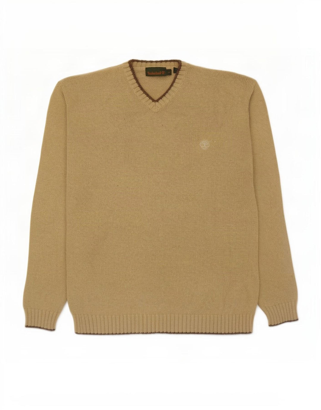 Suéter masculino Timberland com decote em V grande algodão verde