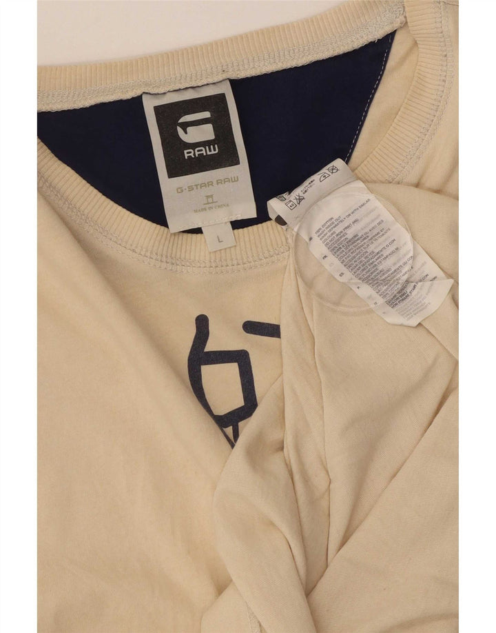 Camiseta gráfica masculina G-Star Top grande de algodão bege