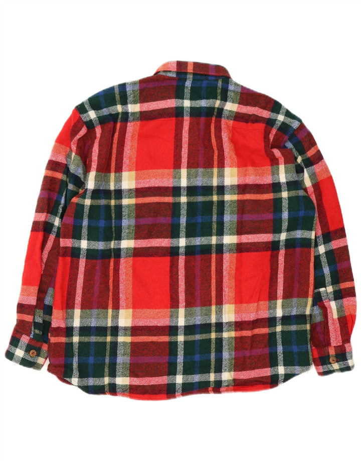 Camisa masculina de flanela VINTAGE grande de lã xadrez vermelha