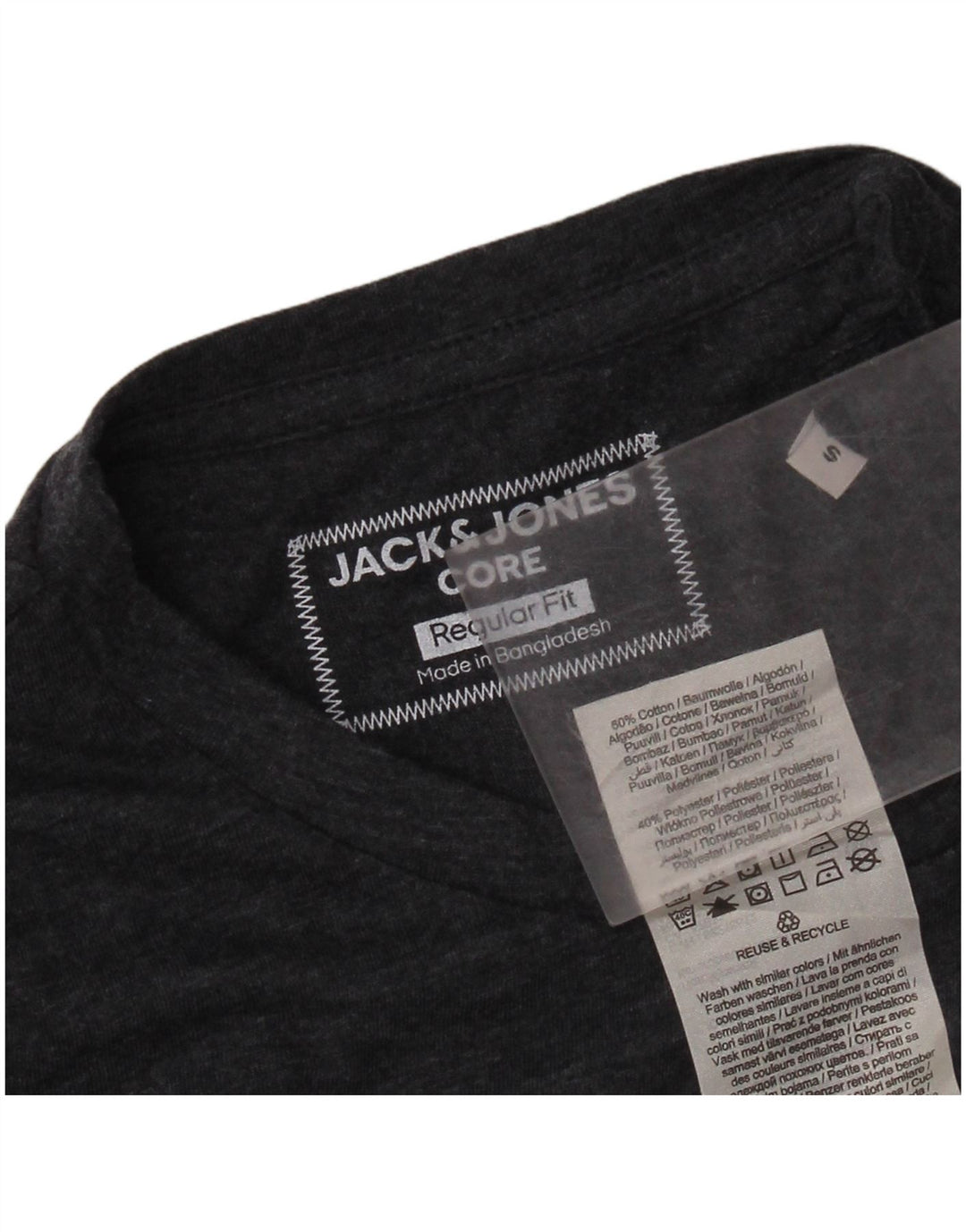 Camiseta masculina Jack & Jones Regular Fit com estampa gráfica pequena de algodão cinza