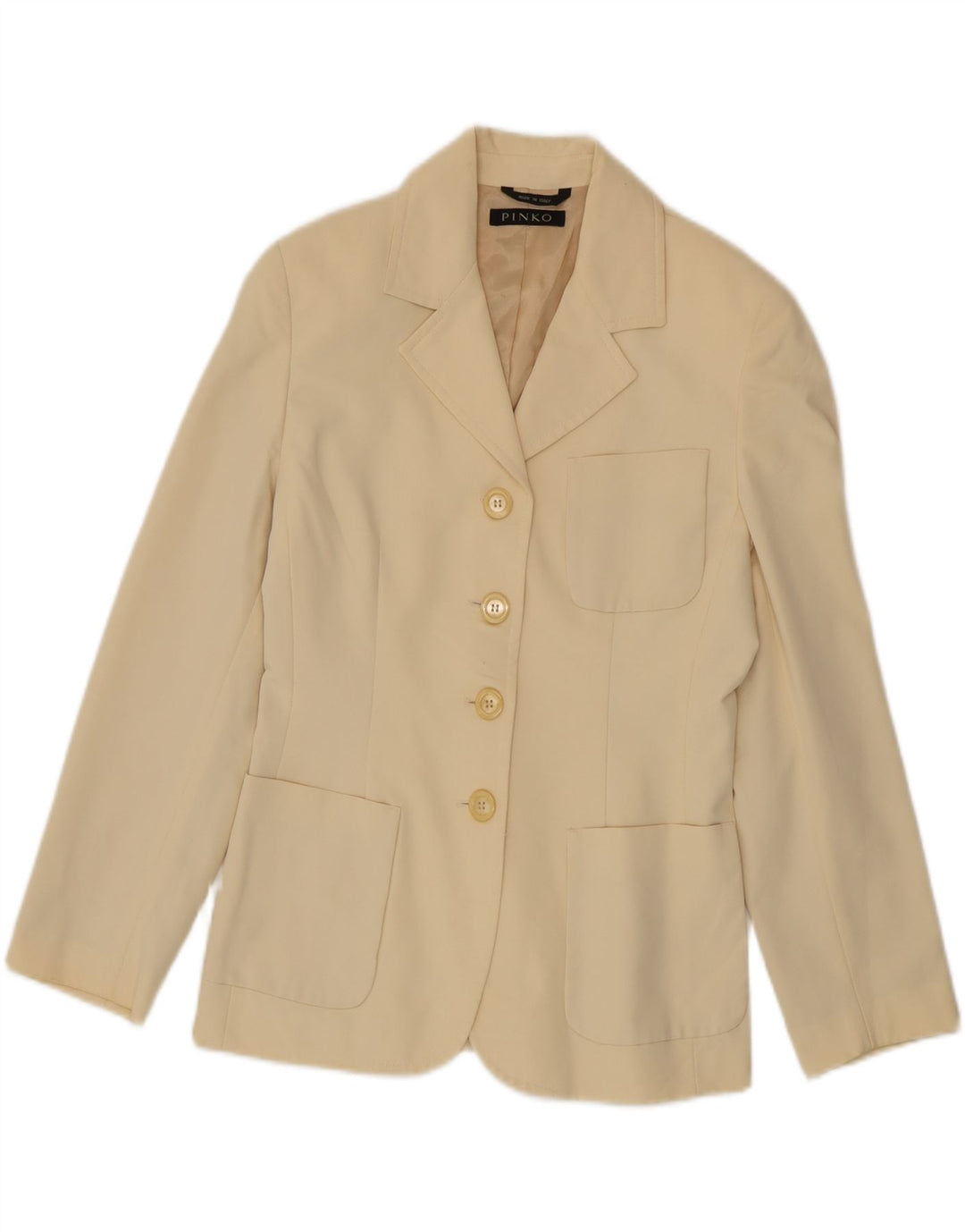 Jaqueta Blazer Feminina Pinko com 4 Botões Reino Unido 10 Viscose Bege Pequena