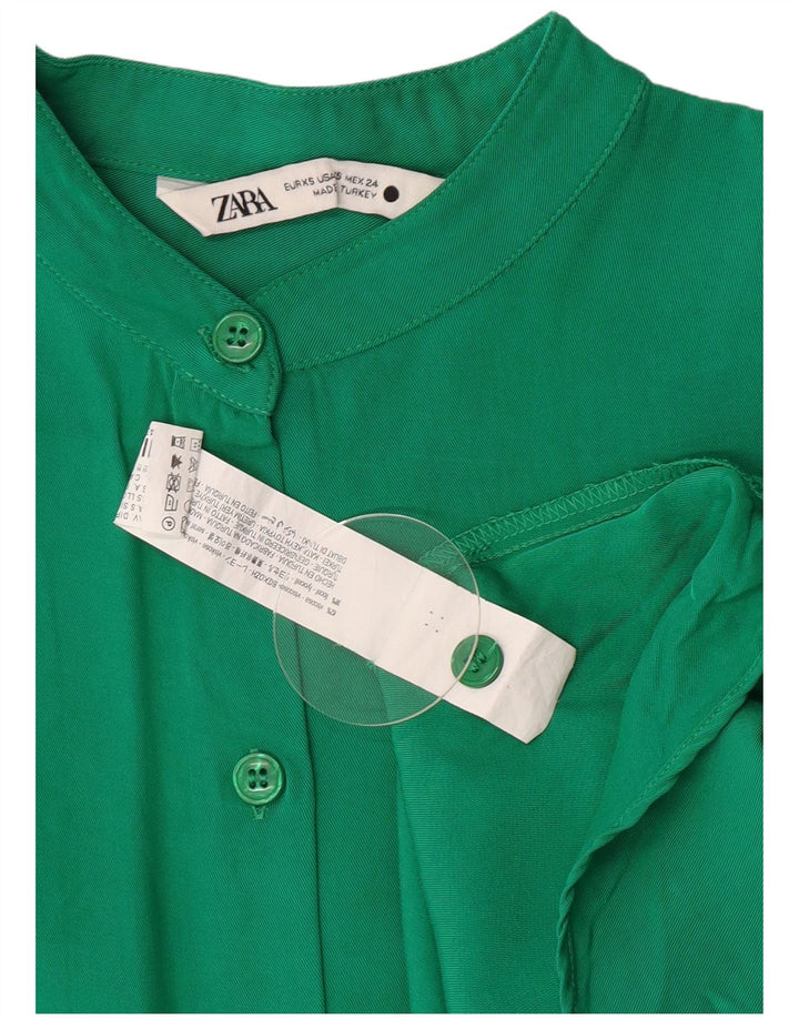 Camisa oversized feminina Zara UK 6 XS verde viscose