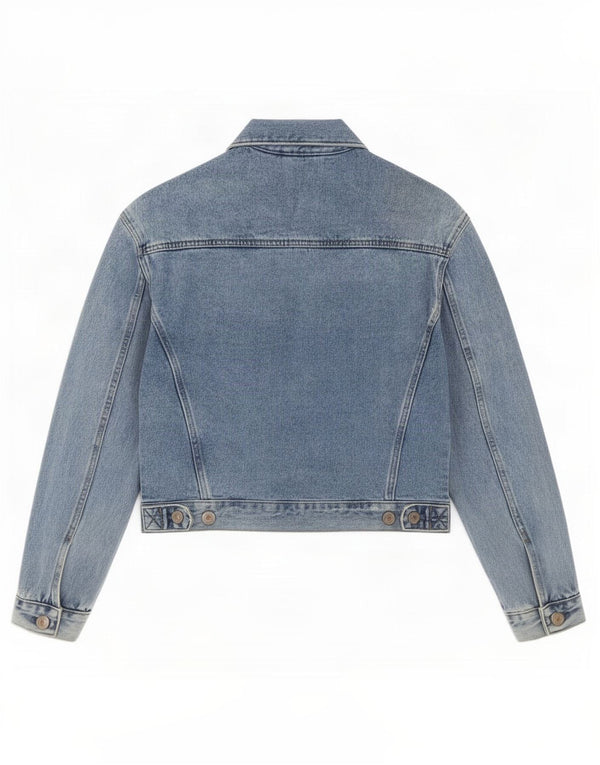 Jaqueta jeans feminina Zara UK 6 XS azul algodão