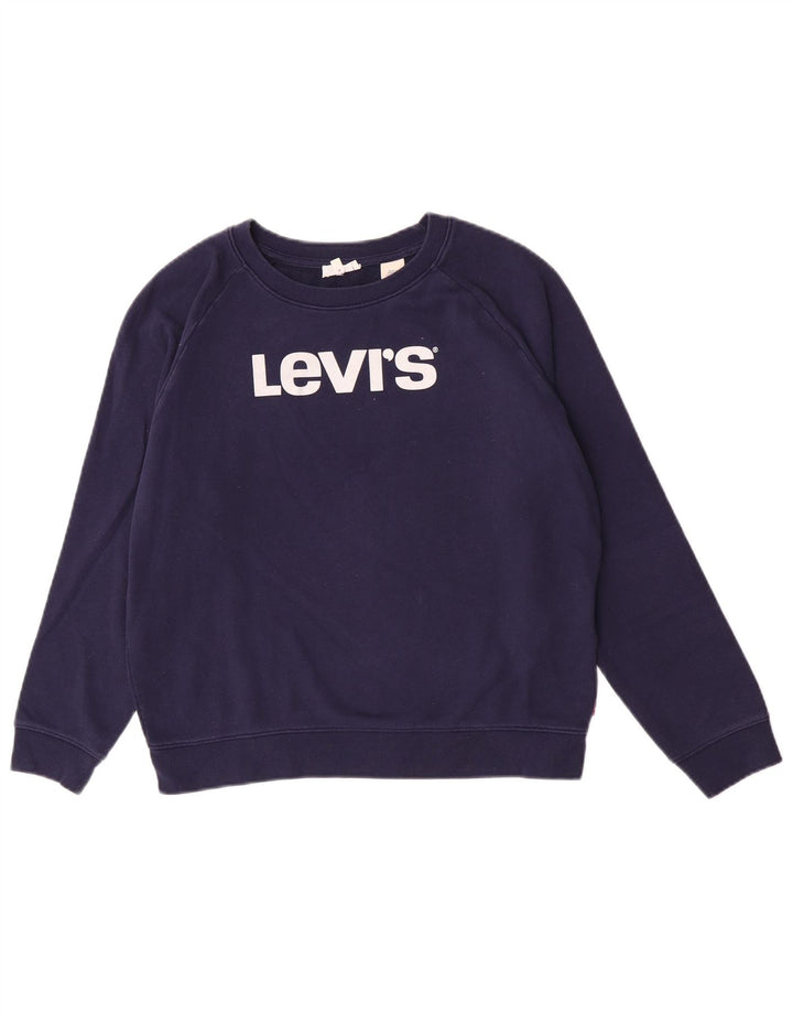 Moletom gráfico feminino Levi's Jumper UK 14 médio azul marinho algodão
