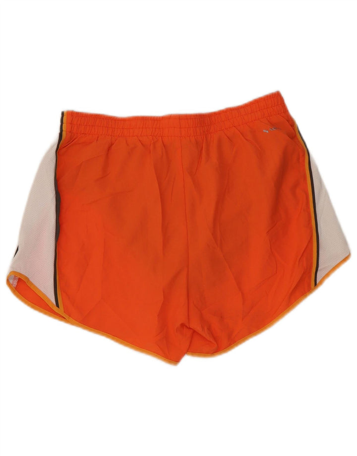 Shorts esportivos femininos NIKE US 4/6 pequeno laranja colorblock poliéster