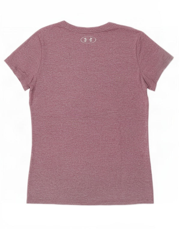 Camiseta feminina Under Armour Heat Gear Loose Fit UK 6 XS roxo manchado