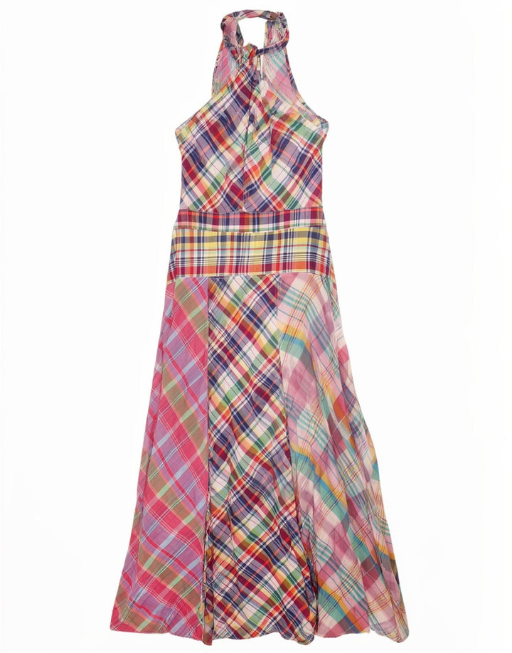 Vestido feminino Polo Ralph Lauren frente única EUA 10 grandes retalhos multicoloridos
