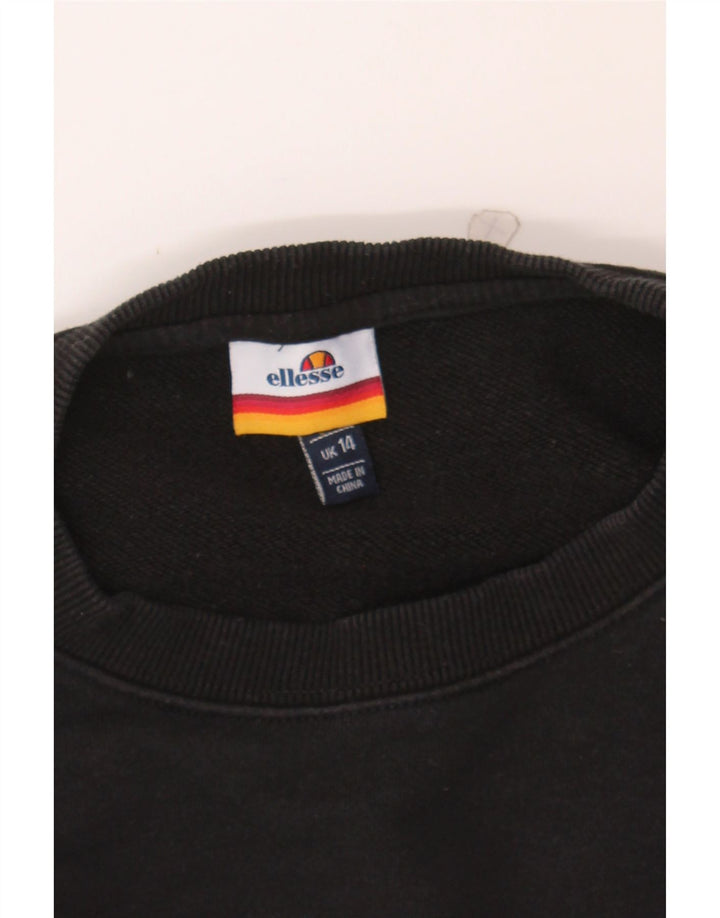 ELLESSE Womens Sweatshirt Jumper UK 14 Large  Black Cotton Vintage Ellesse and Second-Hand Ellesse from Messina Hembry 