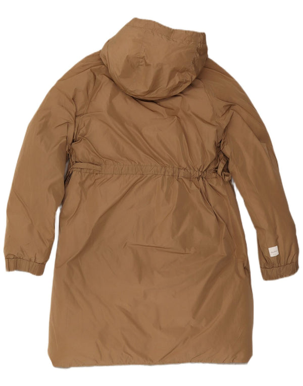 Casaco acolchoado reversível com capuz feminino Max Mara Reino Unido 10 pequeno bege poliamida