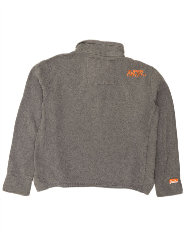 Suéter masculino Superdry com gola redonda e algodão cinza médio