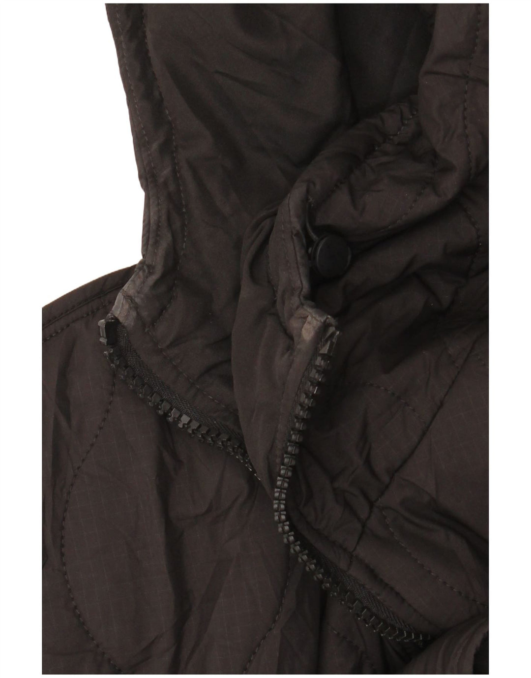 Jaqueta acolchoada com capuz grande Zara para mulher UK 10 poliéster preto pequeno