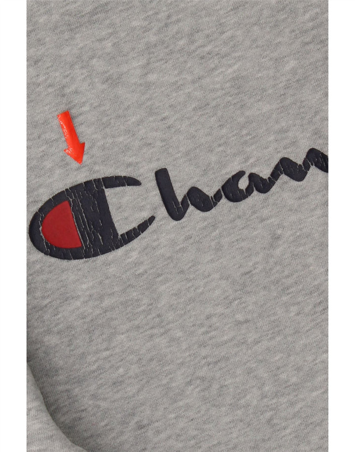 Champion moletom masculino gráfico jumper pequeno algodão manchado cinza