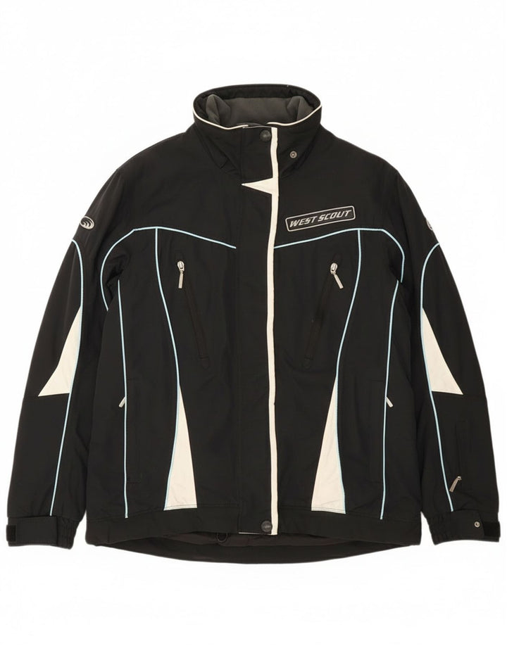 Jaqueta corta-vento feminina West Scout Reino Unido 16 grande bloco colorido preto de nylon