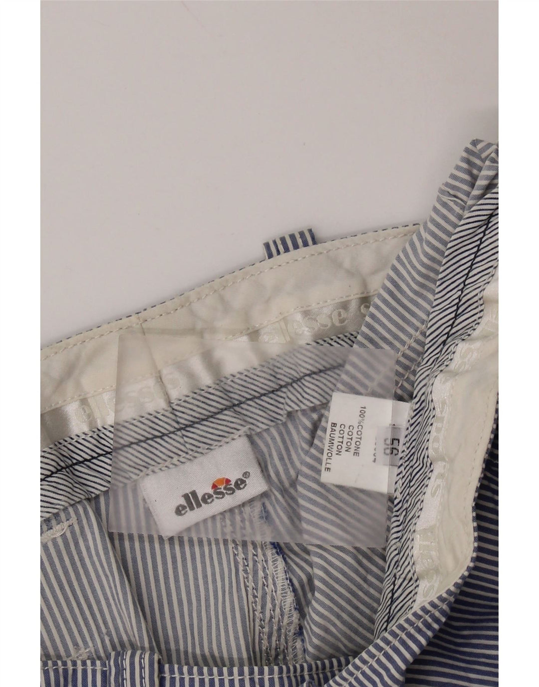 Shorts chino masculino ELLESSE IT 56 3XL W40 algodão listrado azul