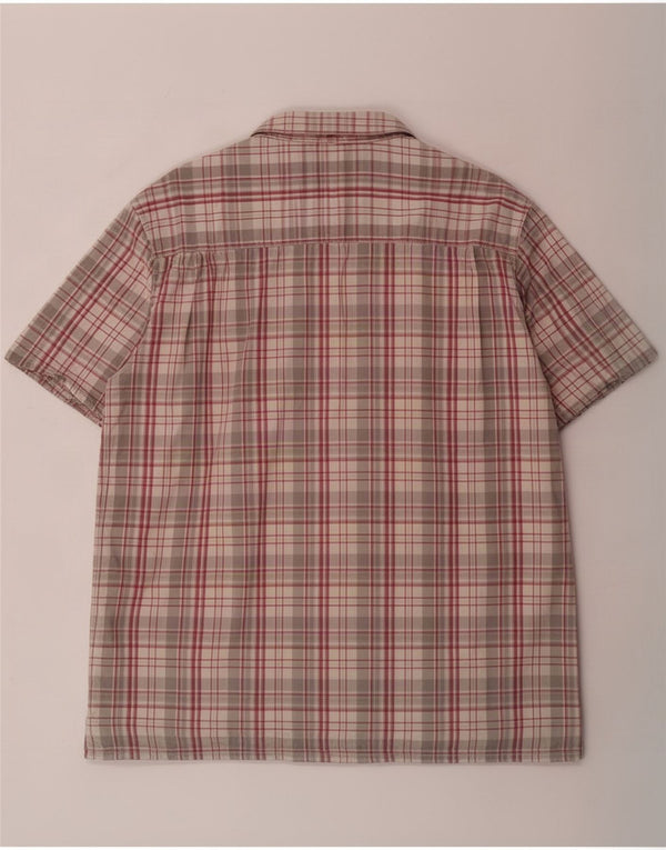 Camisa masculina de manga curta Weird Fish, grande algodão xadrez multicolorido