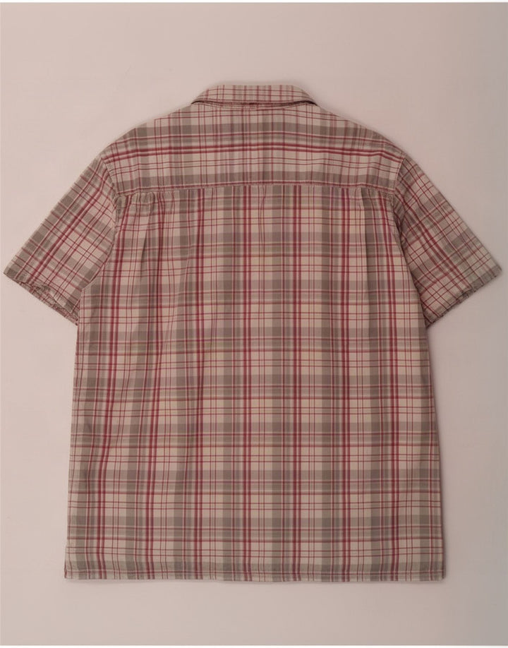 Camisa masculina de manga curta Weird Fish, grande algodão xadrez multicolorido