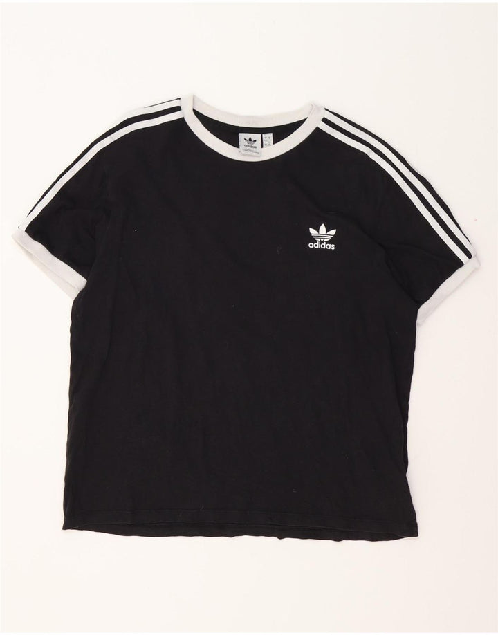 Camiseta feminina ADIDAS UK 16/18 grande algodão preto
