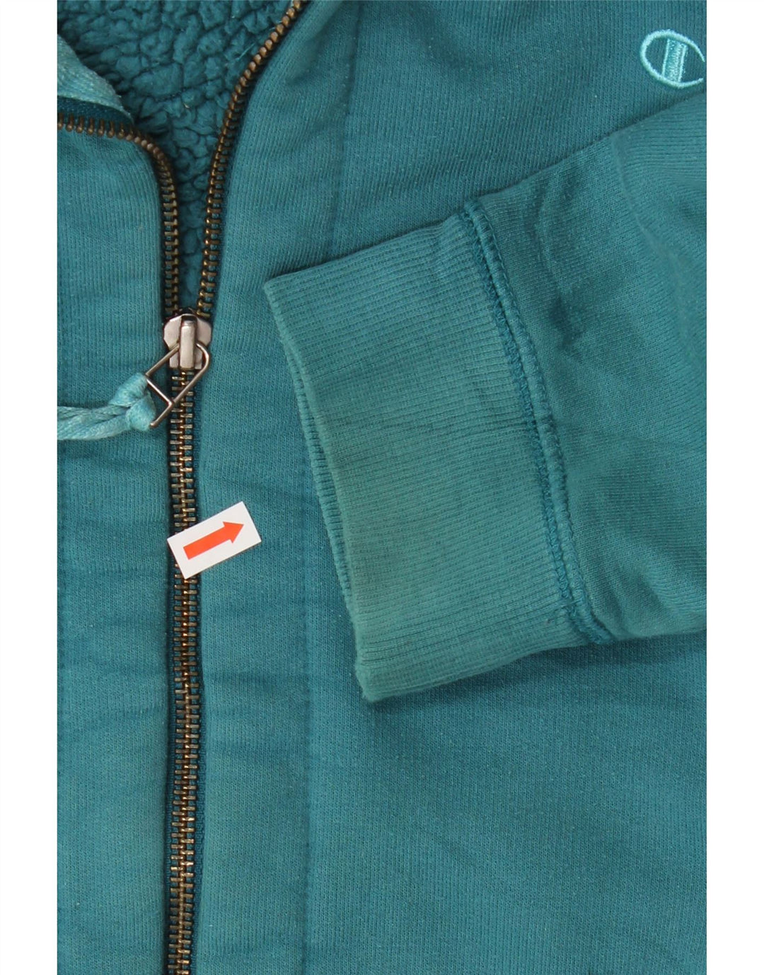 CHAMPION Womens Zip Hoodie Sweater UK 16 Large Turquoise Cotton Vintage Champion and Second-Hand Champion from Messina Hembry 