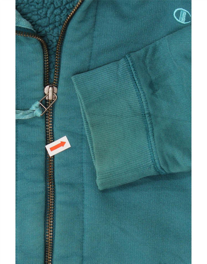 CHAMPION Womens Zip Hoodie Sweater UK 16 Large Turquoise Cotton Vintage Champion and Second-Hand Champion from Messina Hembry 