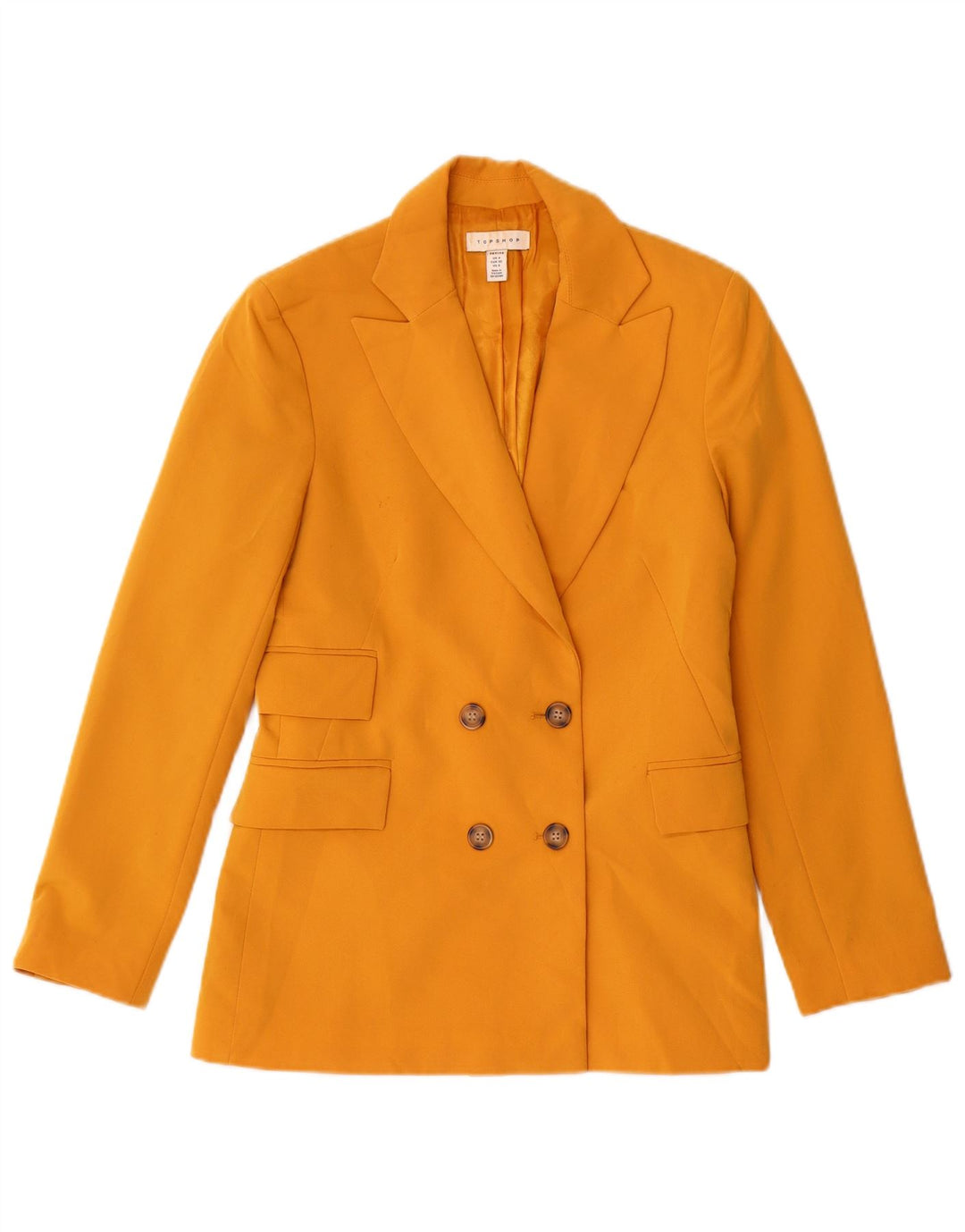 Jaqueta blazer feminina Topshop com peito duplo UK 4 XS poliéster amarelo