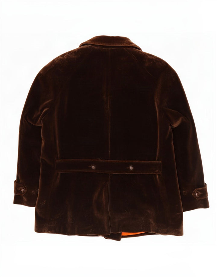 Jaqueta blazer masculina de veludo com peito duplo Capalbio Reino Unido 40 grande marrom